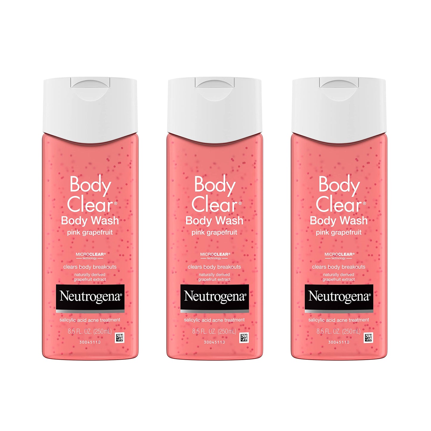 Neutrogena Body Clear Acne Treatment Body Wash with Salicylic Acid Acne Medicine, Pink Grapefruit Body Acne Cleanser to Prevent Breakouts on Back