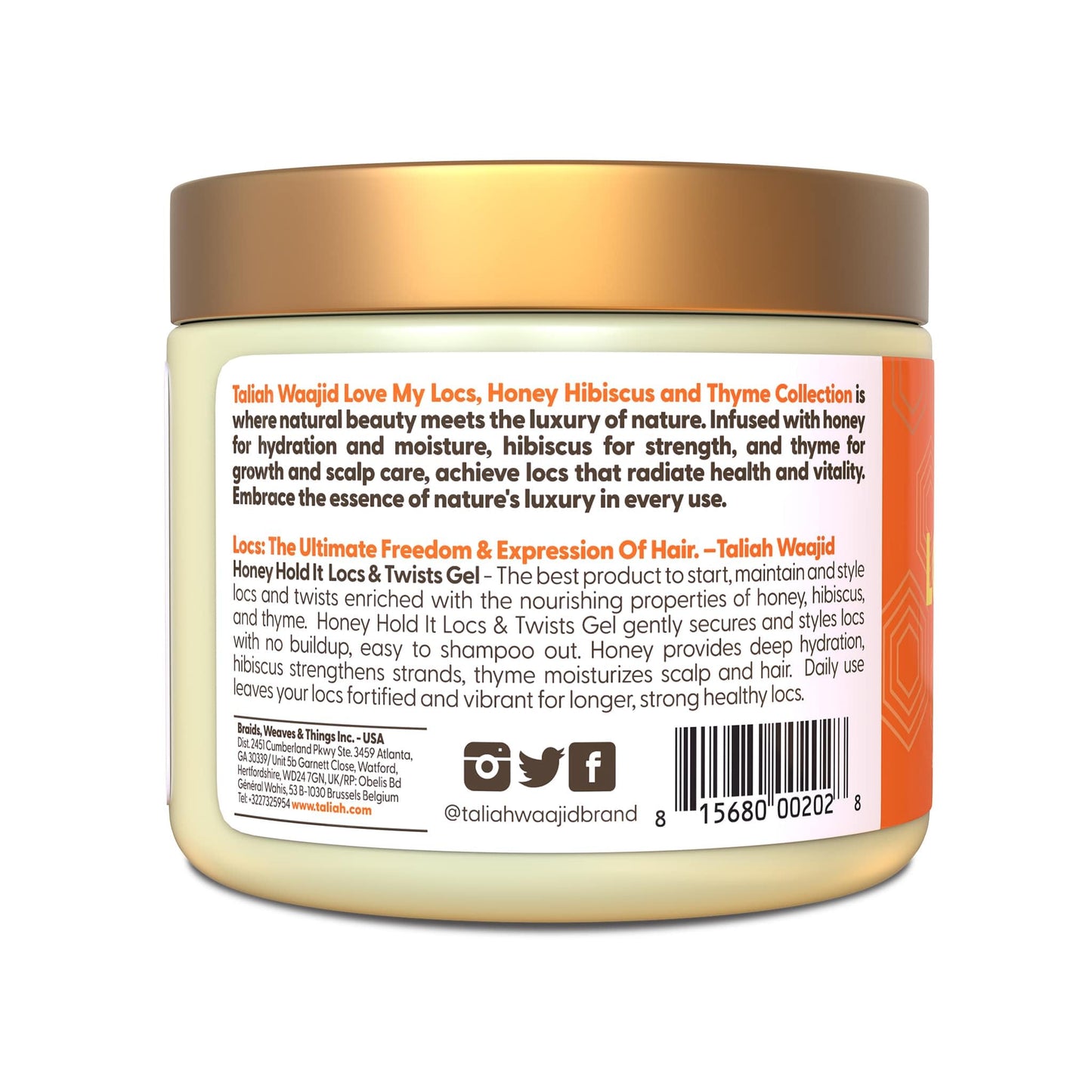 Taliah Waajid Love My Locs Honey Hold It Locs & Twists Gel - Hair Styling Gel for Textured Hair, 16oz - Infused with Honey, Hibiscus, and Thyme