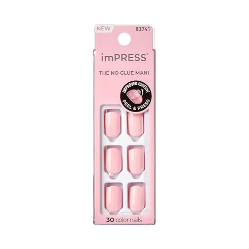 Kiss Impress No Glue Mani Press On Nails, Color, 'Pick me Pink', Pink, Short Size, Squoval Shape, Includes 30 Nails, Prep Pad, Instructions Sheet, 1 Beauty & Personal Care imPRESS