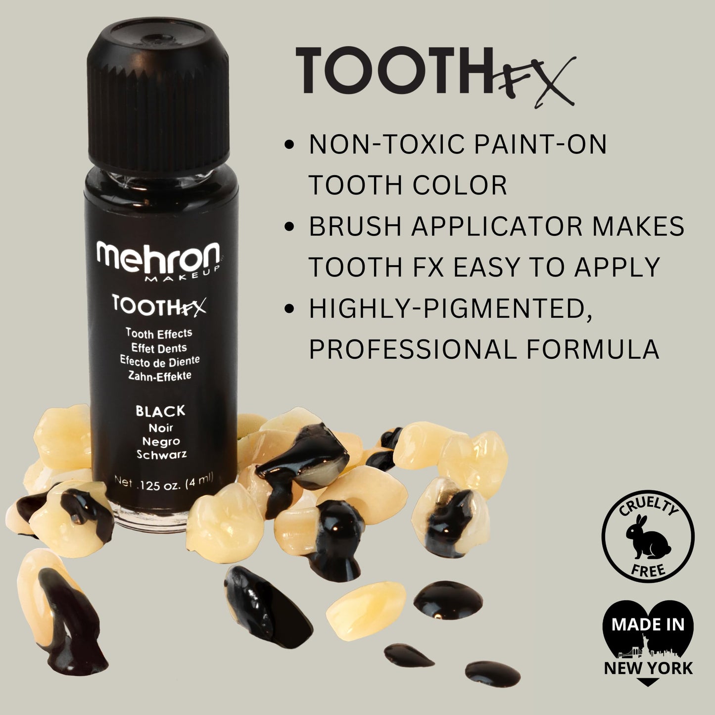 Mehron Makeup Tooth FX Black | Temporary Tooth Paint | Perfect for Creating Black Out Teeth Makeup, Rotten & Missing Teeth | SFX for Halloween