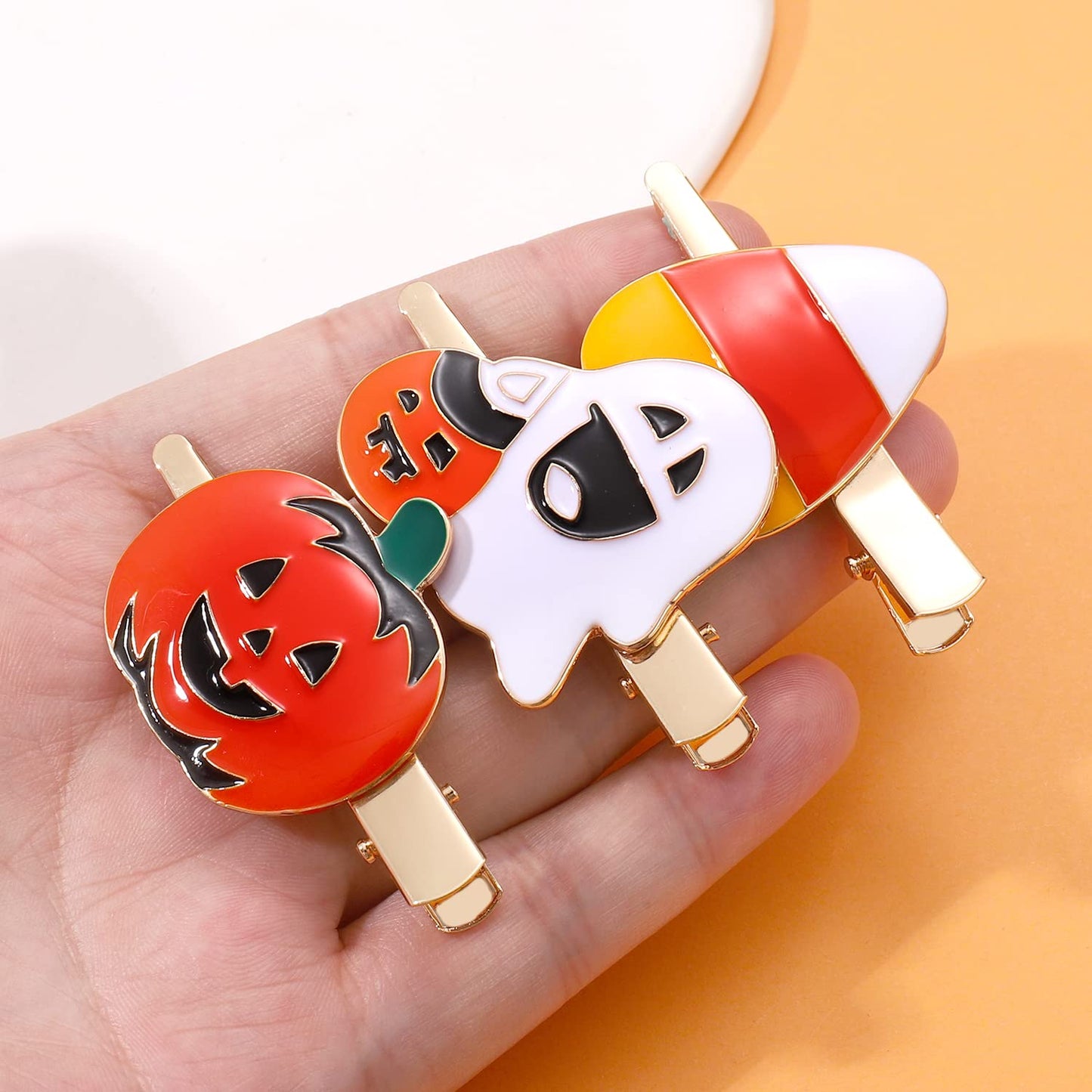 Boderier 6 Pack Halloween Hair Clips for Women Girls Halloween Headdress Candy Corn Pumpkin Ghost Hair Clips Party Costume Hair Accessories