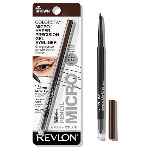 Revlon Gel Eyeliner, ColorStay Micro Hyper Precision Eye Makeup with Built-in Smudger, Waterproof, Stocking Stuffer for Women, 215 Brown, 0.002 oz