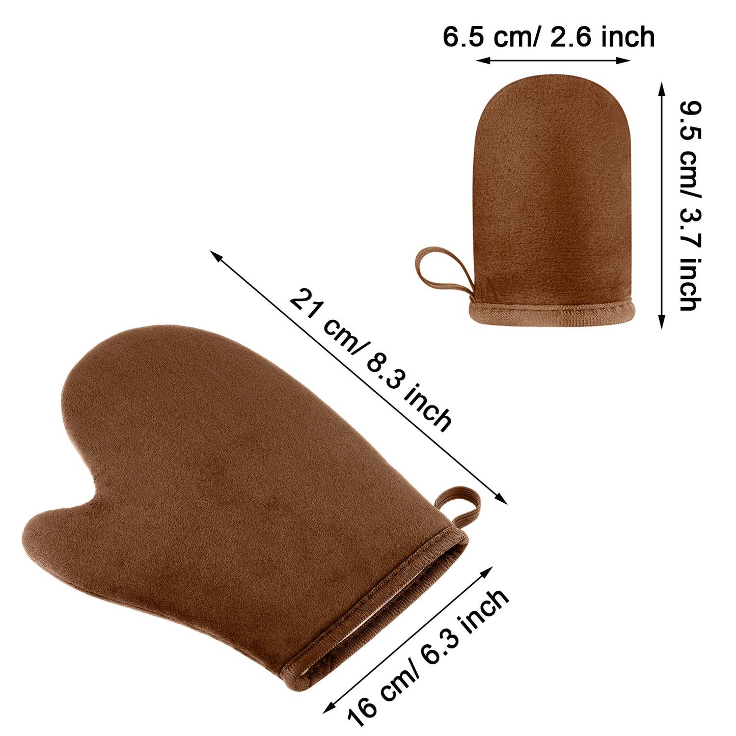 TOODOO 4 Pieces Double Sided Soft Microfiber Self Tanning Mitt Applicator Mini Finger Face Gloves for Self Tanner (Black and Brown)
