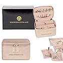 Angelina's Palace Snakeskin Pattern Jewelry Organizer Case Bridesmaid Gifts Travel Bag Vegan Leather Box for Necklace Earring Bracelet Ring(Champagne)
