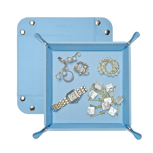 UnionBasic Small Valet Tray, Jewelry Tray for Rings Watches Earrings, Entryway Catchall Caddy for Coins Keys Change, Nightstand Bedside Valet Holder…