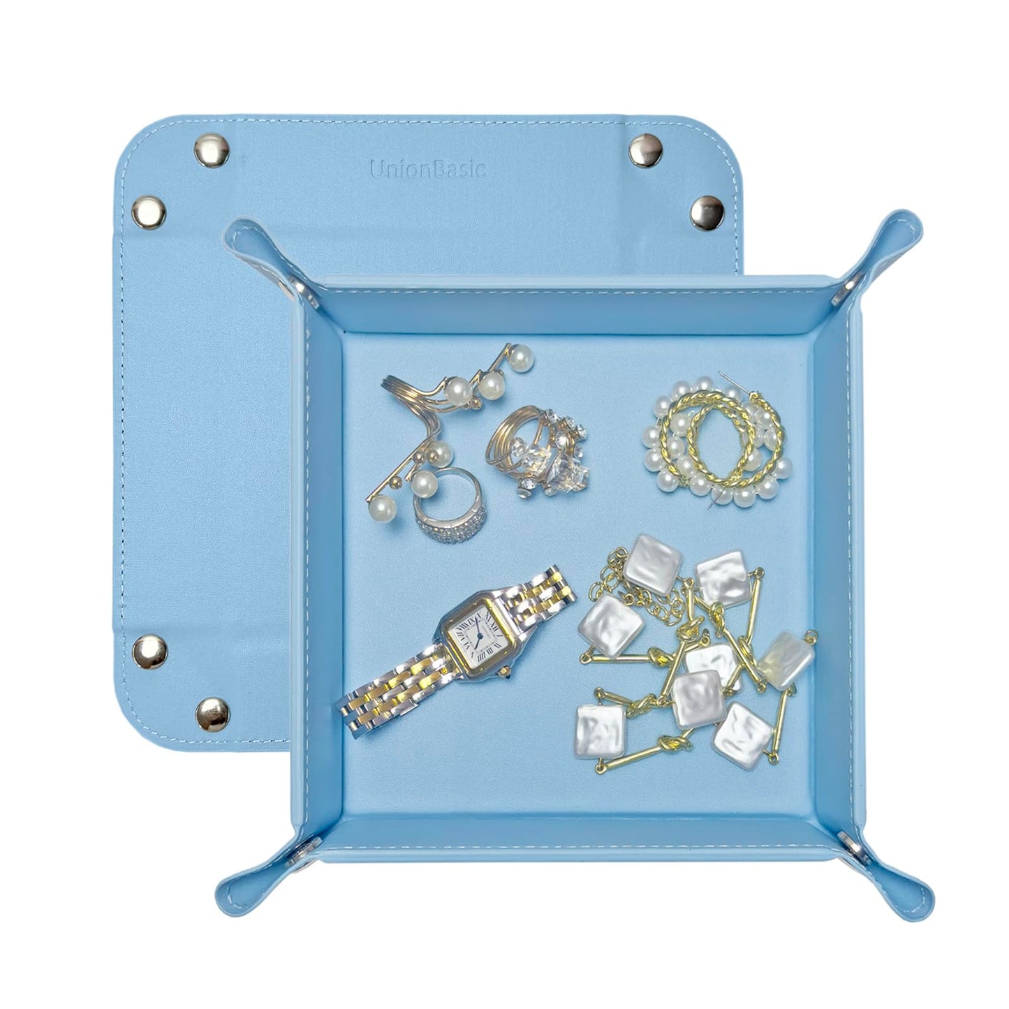 UnionBasic Small Valet Tray, Jewelry Tray for Rings Watches Earrings, Entryway Catchall Caddy for Coins Keys Change, Nightstand Bedside Valet Holder…
