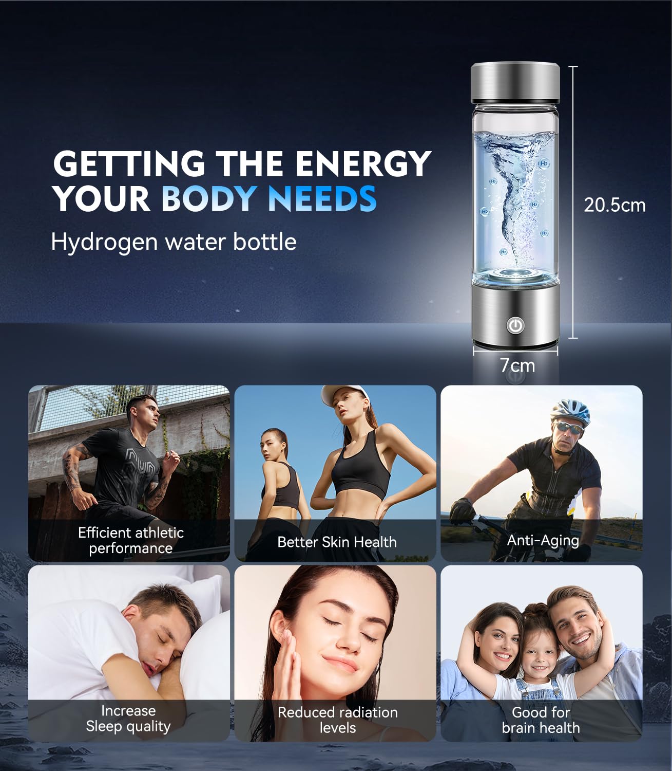 New Upgrade Hydrogen Water Bottle Generator 【NO.1 Double Hydrogen Content】 【Industry TOP - 24-Hour Hydrogen Lock】 | 0 Chlorine & 0 Ozone | 100%…