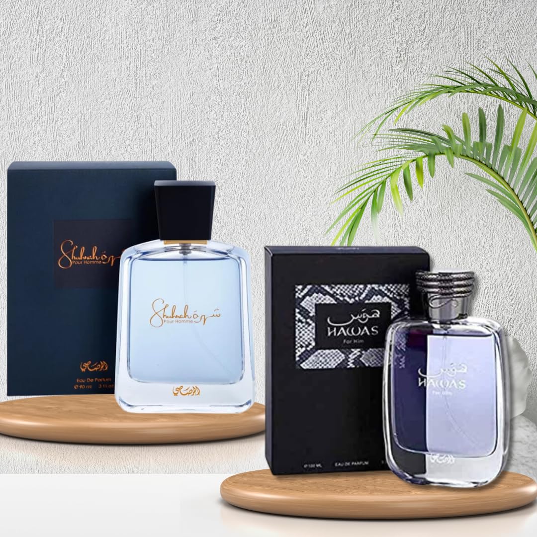 RASASI Hawas For Him EDP 100ML (3.4Oz) & Shuhrah Pour Homme EDP 90 ML (3.0 oz)