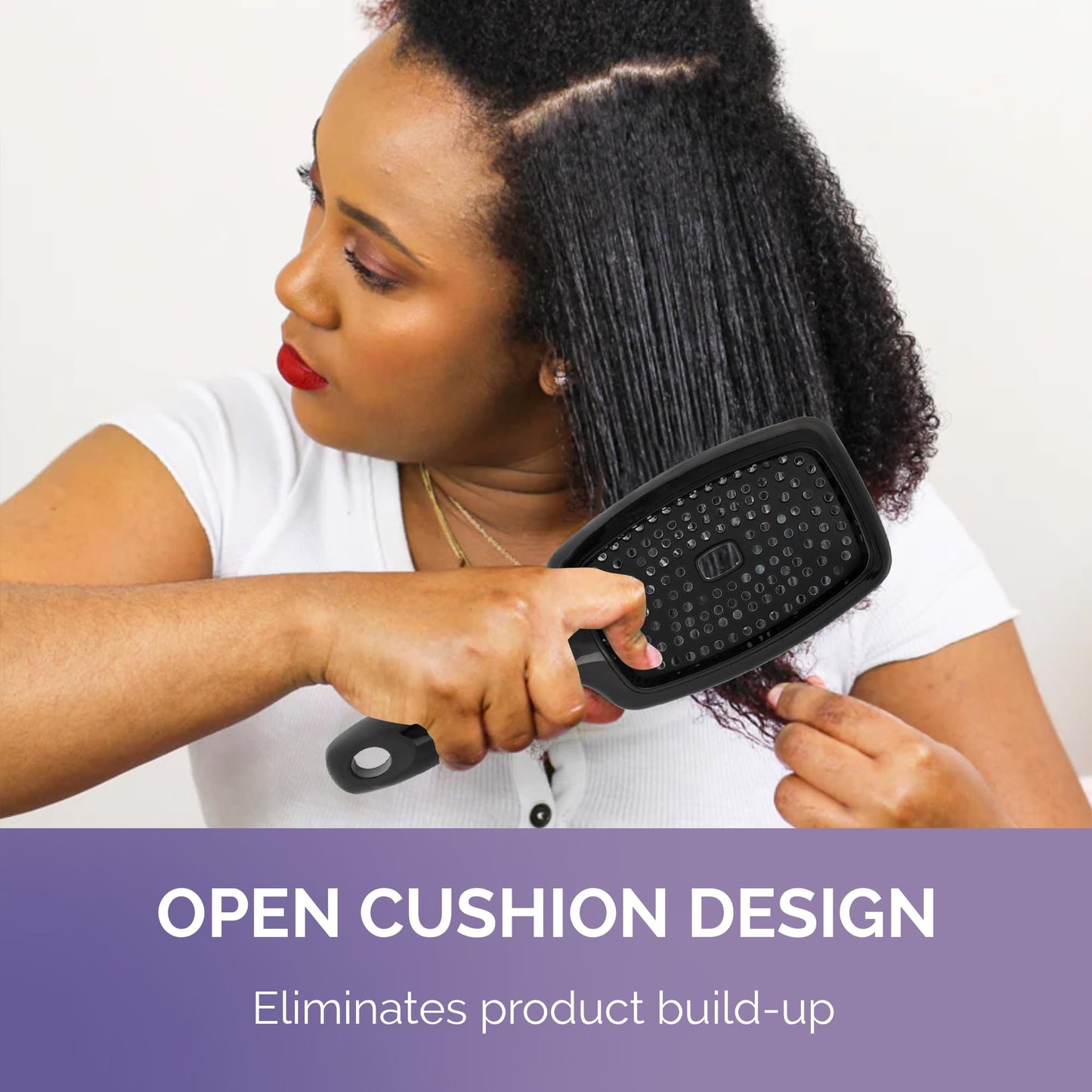 Curl Keeper Flexy Hair Brush, Purple - Detangling Hair Brush with Flexible Bristles for Shower Use, Combing Through Curls & Removing Tangles