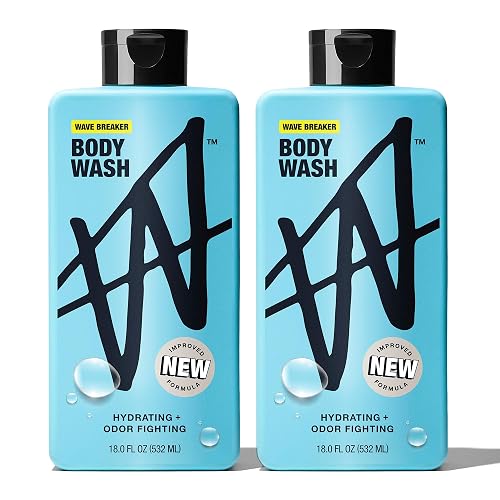 W By Jake Paul Body Wash for Men, Odor Fighting, Deep Cleaning Shower Gel, Hydrating Mens Bodywash, Wave Breaker Scent, 2 Pack, 18 fl oz