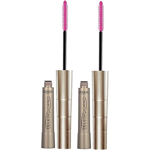 L'Oreal Paris Makeup Telescopic Original Lengthening, Lash Separating Mascara with Dual Precision Brush, Washable, Blackest Black, 0.27 Fl Oz., 2