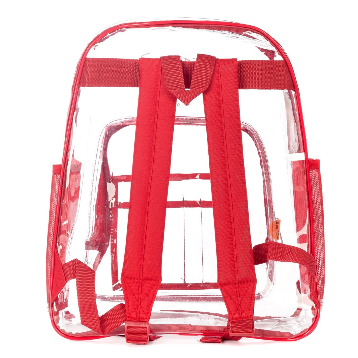K-Cliffs Clear Backpack Heavy Duty Student Bookbag Large Durable See Through School Bag Quality Transparent PVC Travel Security Workbag Red