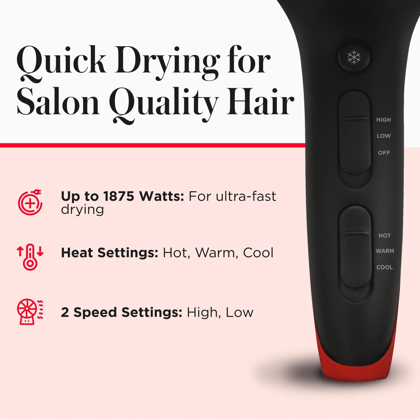 REVLON SmoothStay Coconut Oil Infused Hair Dryer with Diffuser & Concentrator - Ionic Ceramic Blow Dryer for Frizz Control, Shine, Smoothness