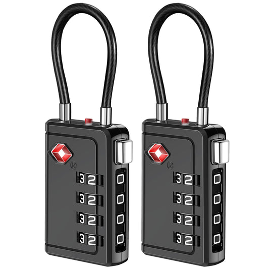 Puroma TSA Approved Travel Locks 2 Pack – 4 Digit Combination Padlocks with Open Alert, Resettable Zinc Alloy for Suitcase & Backpack