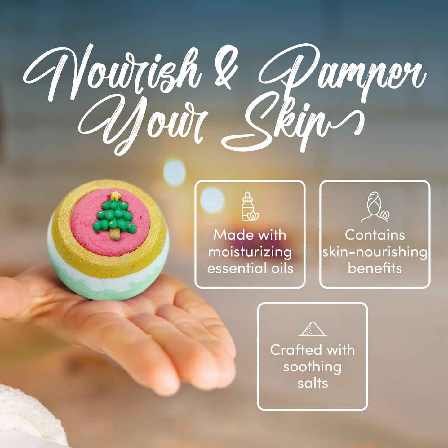 Pursonic Bath Bombs Gift Set - 4 Pcs Essential Oils Bath Bombs for Women - Spa Fizzies, Relaxation Christmas Gifts for Women (Berry Bliss, Holiday…