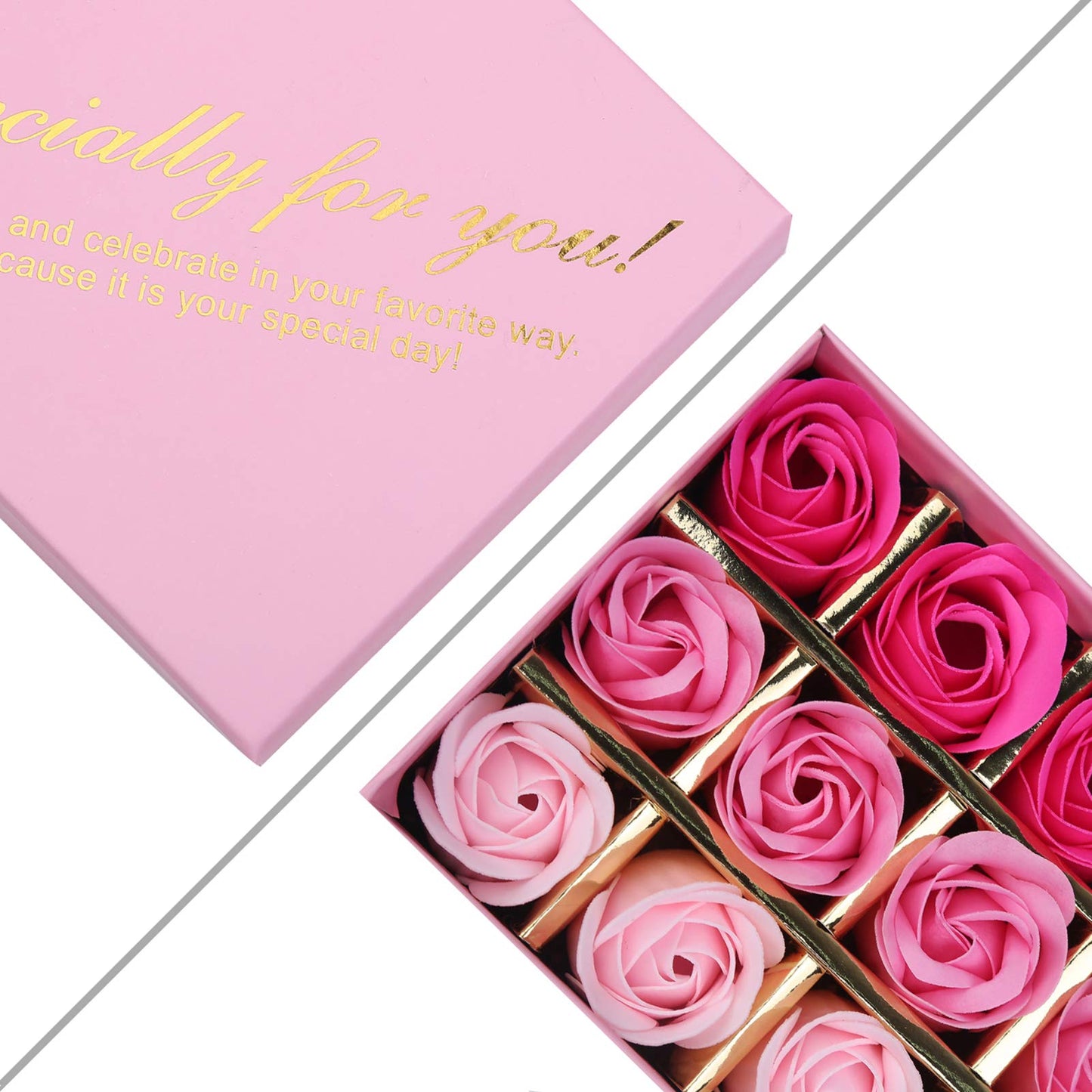 Rotumaty 18 PCS Floral Scented Bath Soap Rose Flower Petals, Plant Essential Oil Rose Soap Set, Best Gifts for Her Women Girls Mom Lover Birthday