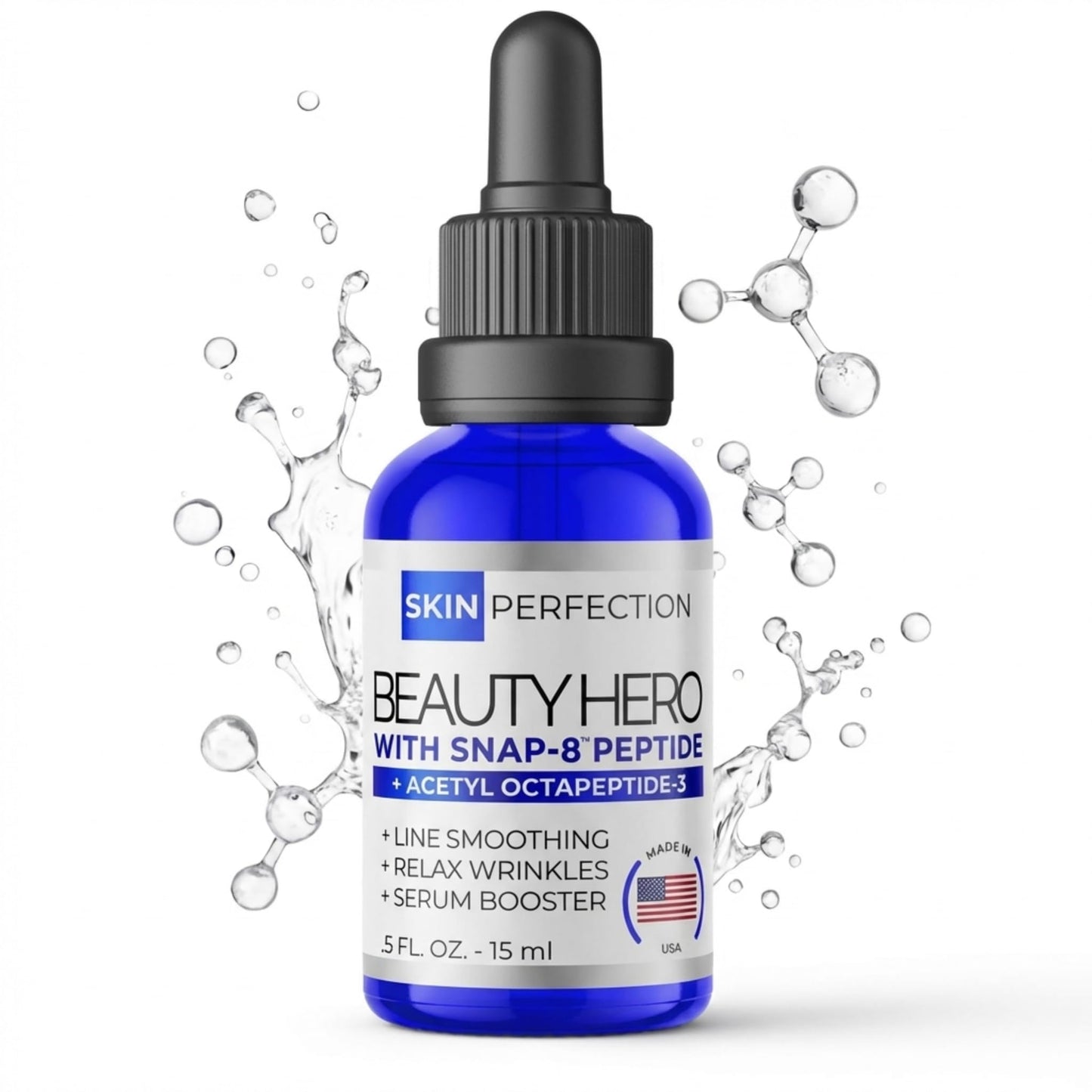 Skin Perfection Snap 8 Peptides Serum for Face - Anti Aging Peptide Serum for Fine Lines & Wrinkles - Diy Peptide Face with Hyaluronic Acid Crows Feet