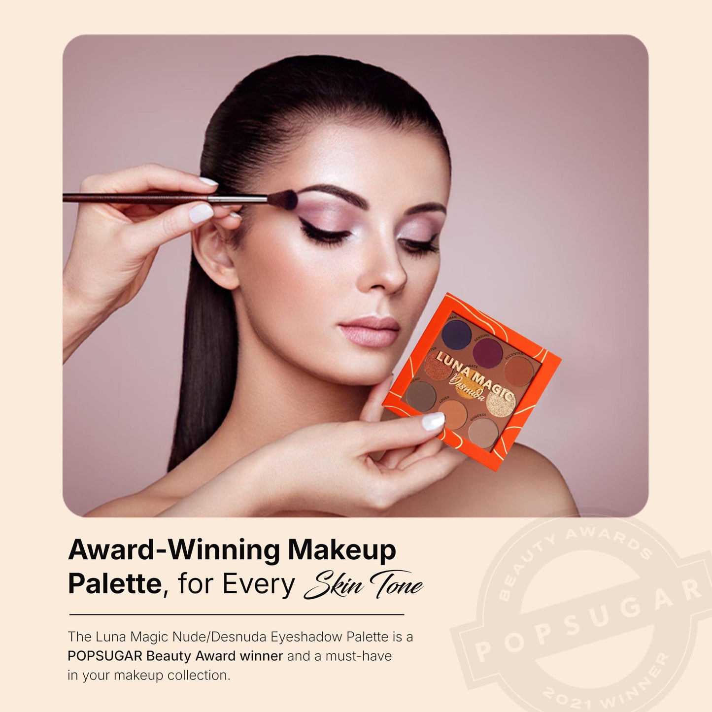 LUNA MAGIC Nude/Desnuda Eye Shadow Palette with 9 Ultra-Blendable Nude, Shimmer & Smoky Shades for All Skin Tones - Long-Lasting Pigment…