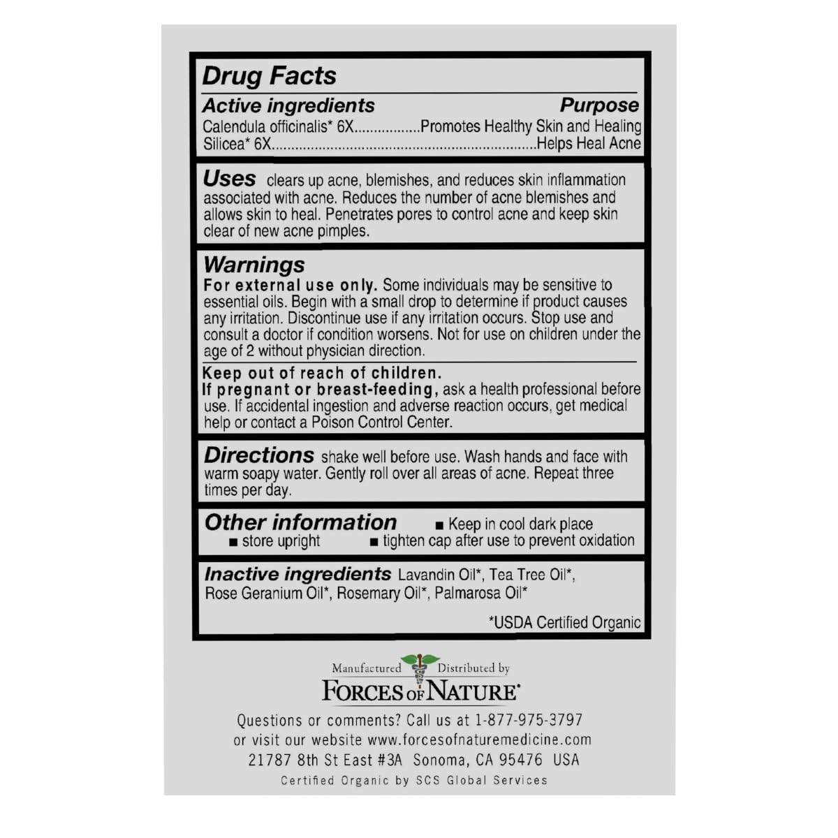 Forces of Nature Organic Acne Treatment 0.14 oz – Natural, Non-GMO, Cruelty-Free Skin Care for Pimple Control, Clear & Balanced Skin Tone