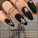 Flowers Nail Art Stickers Decal 3D Self-Adhesive Gold Flower Leaf Lace Nail Supplies Flower Nail Stickers Geometry Line Nail Designs for Women Girls