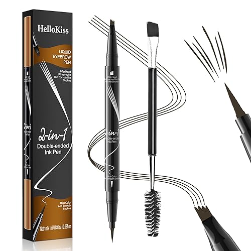 Eyebrow Pen, 2-in-1 Dual-ended Microblading Eyebrow Pencil, Eye Brow Pencils for Women with 4-Fork-Tip & Precise Brush-Tip Create Natural Hair-Like…