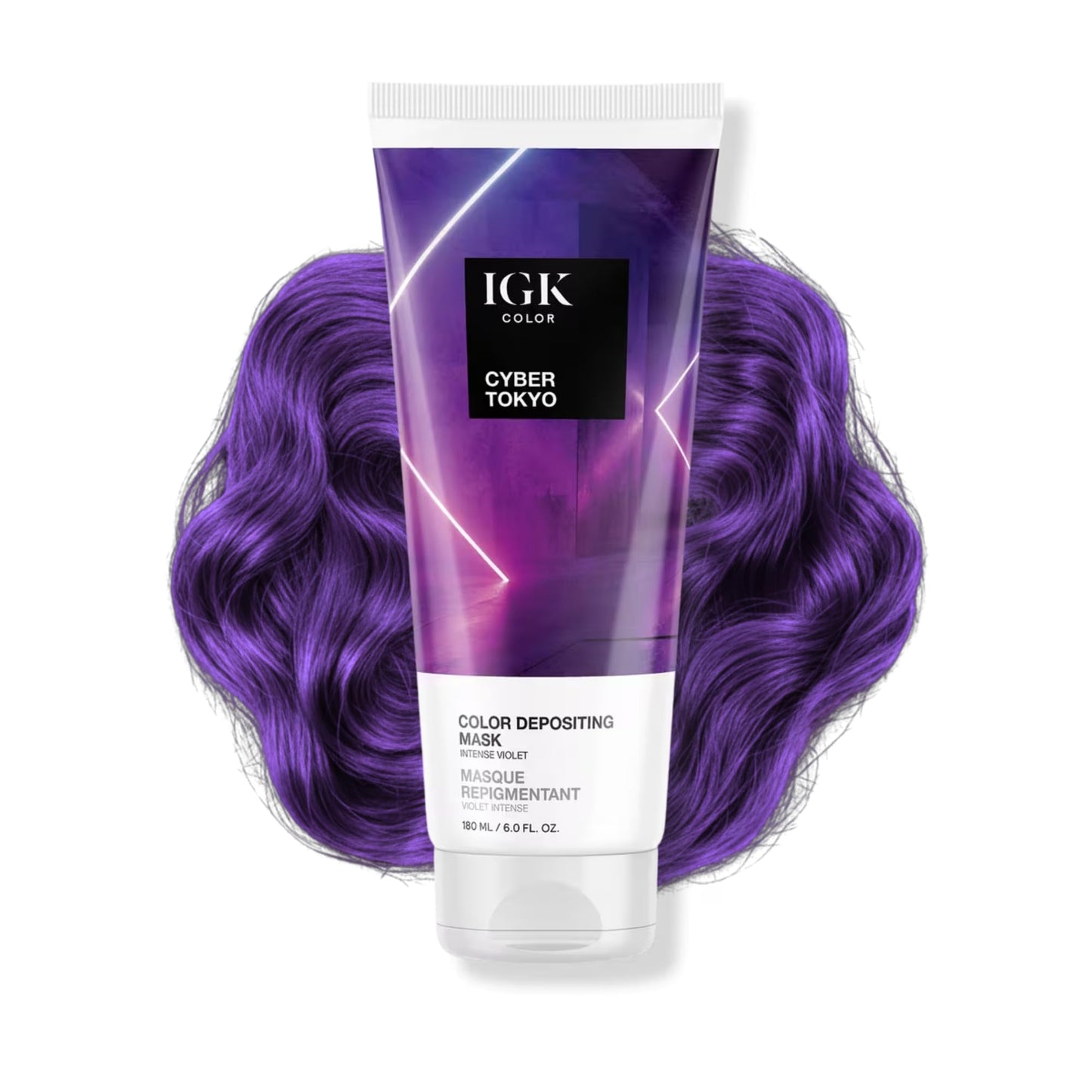 IGK Cyber Tokyo | Intense Violet Hair Gloss + Color Depositing Mask | Boost Shine, Enhance Violet Tones, Refresh Color | Semi Permanent Conditioning