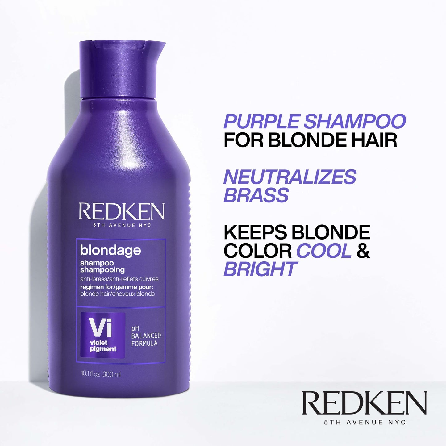 Redken Blondage Color Depositing Purple Shampoo For Blonde, Bleached or Highlighted Hair - Neutralizes Brassy Tones With Salicylic Acid, 10.1 Fl Oz