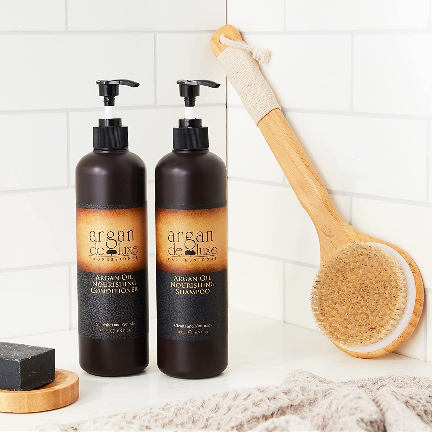 Argan De Luxe 100% Pure Organic Moroccan Argan Oil Nourishing MINT Shampoo & Conditioner 500ml (Shampoo+Conditioner 500ml) by Argan Deluxe