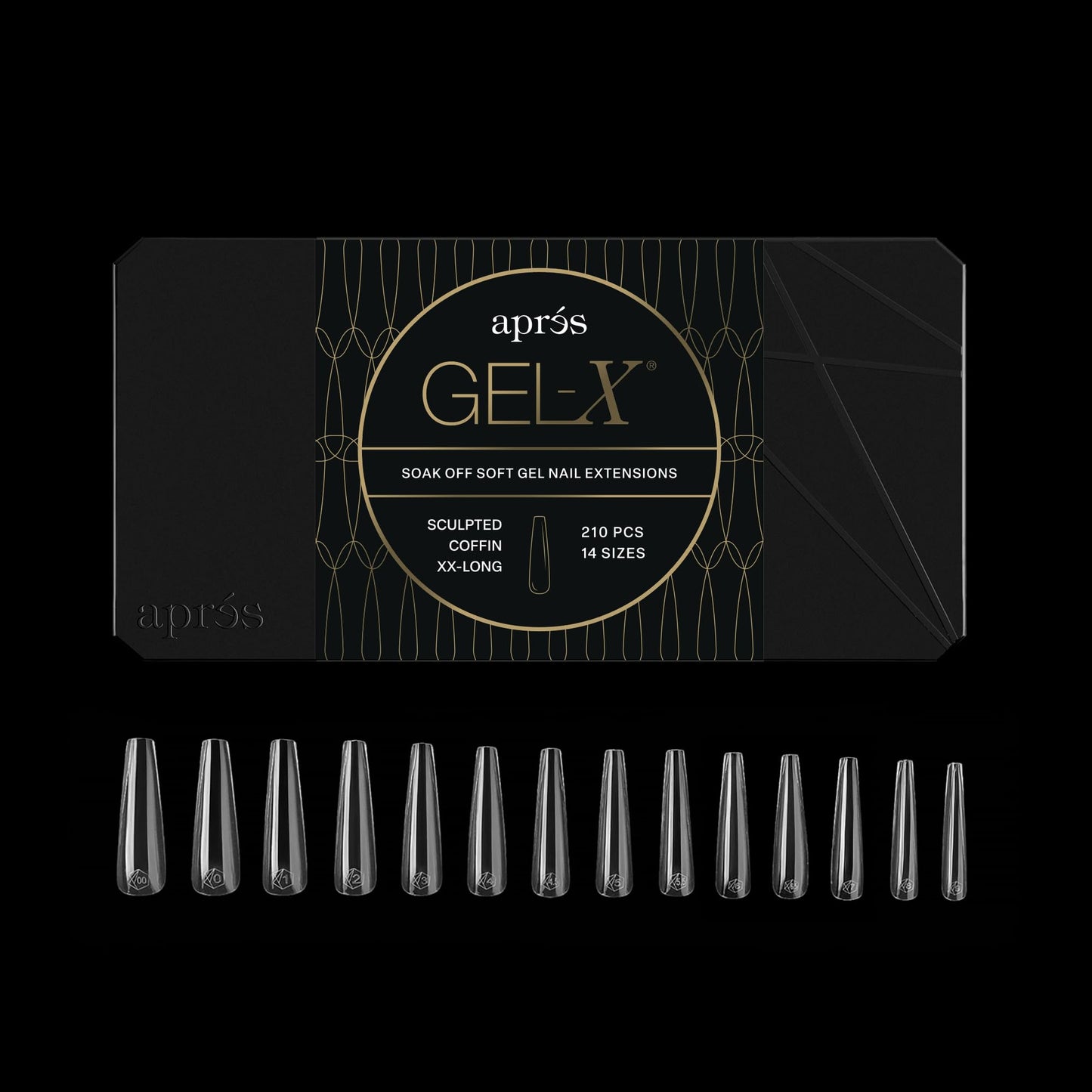 Apres Gel-X® Coffin Box of Nail Tips | 280 Gel-X Tips, Soft Tips, 14 Sizes 00-9 | Half-sizes Included (Sculpted Coffin Extra Extra Long, 280 Count) Beauty & Personal Care APRÉS