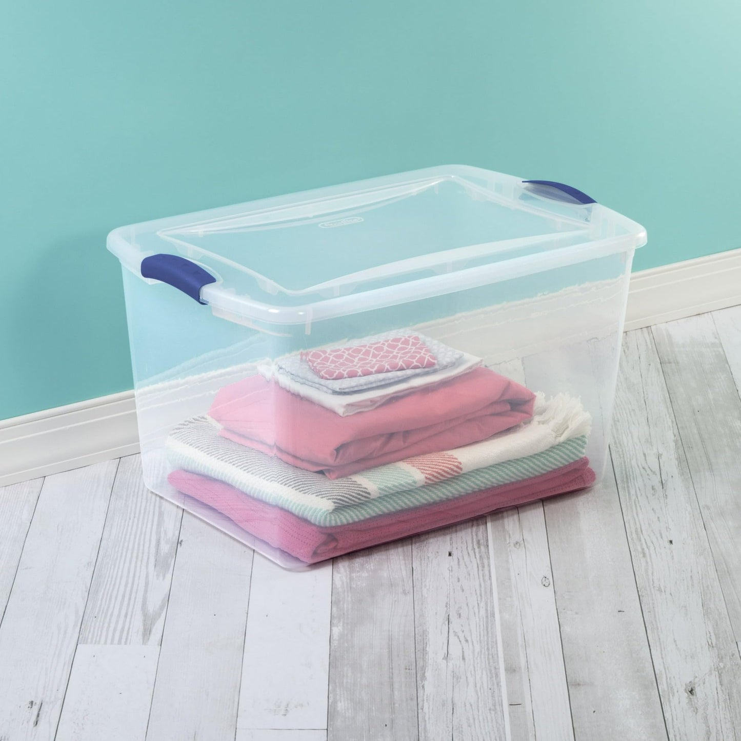TnLoji 2-Pack 66 Quart Clear Storage Bin, Plastic Storage Box Container with Latch Lid for Organizing
