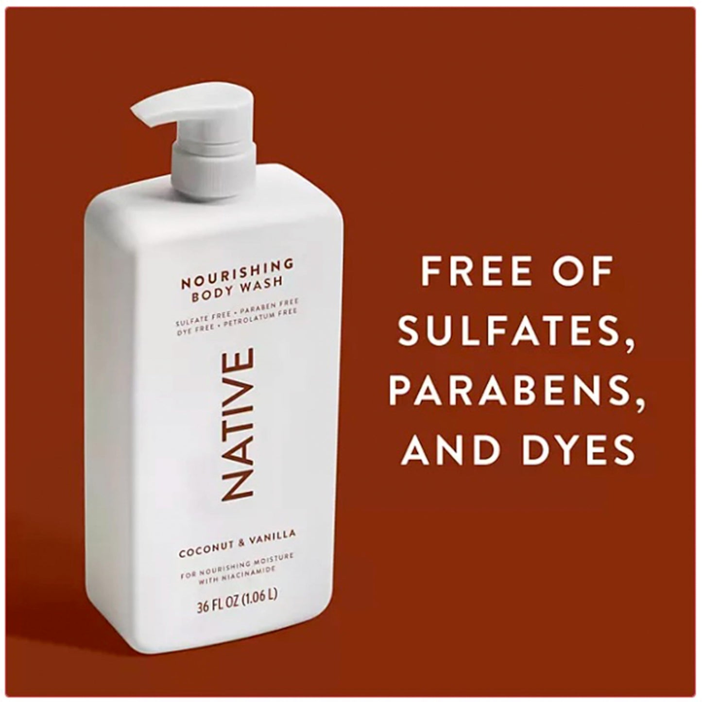 Native Body Wash - Coconut & Vanilla - Sulfate Free - 36 Fl Oz