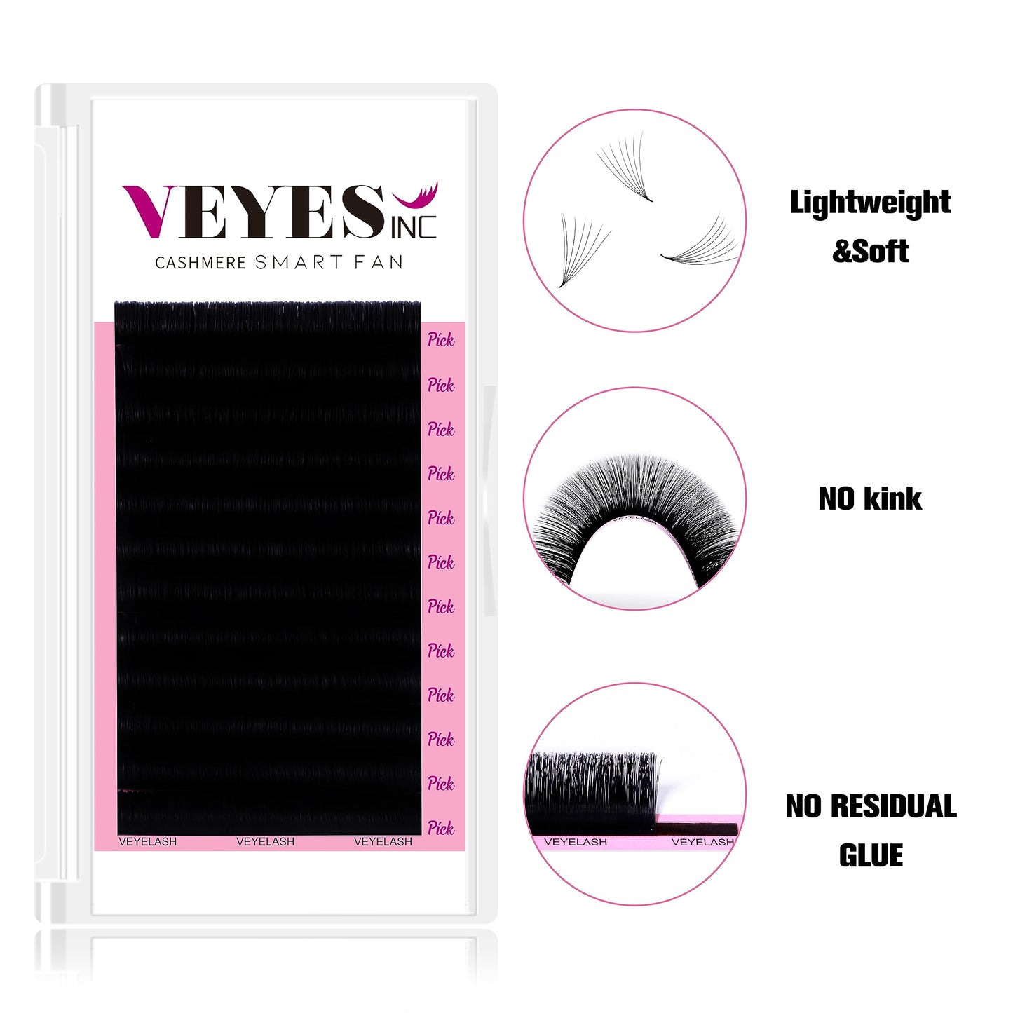 VEYES INC Cashmere Smart Fan Lash Extensions 0.03 0.05 0.07 C/CC/D Curl 8-20mm Mixed & Single Length, Super Matte Black Volume Lashes, Professional Beauty and Personal Care VEYES INC
