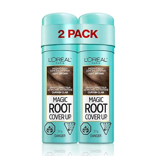 L'Oreal Paris Hair Color Root Cover Up Temporary Gray Concealer Spray Light Brown (Pack of 2) (Packaging May Vary)