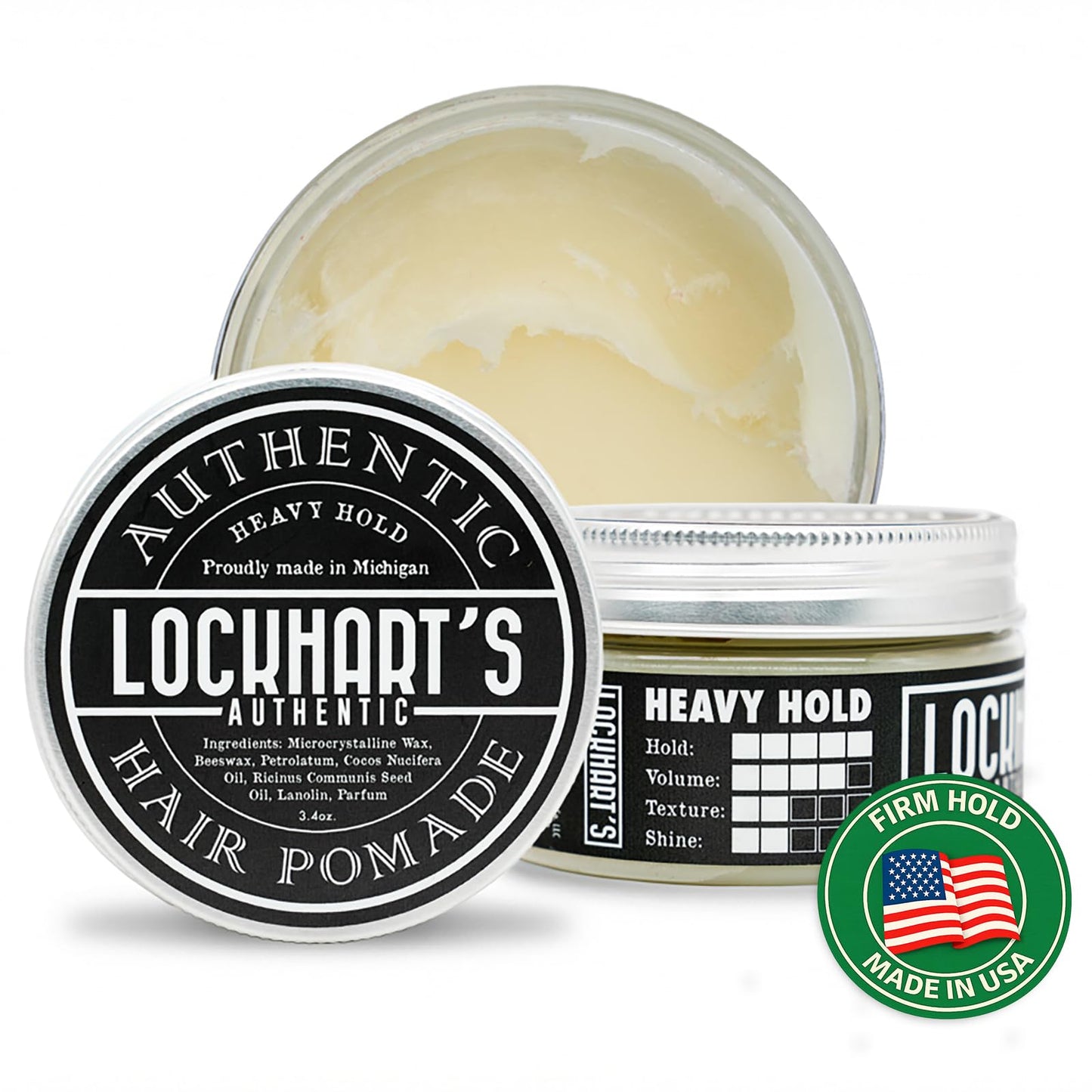 Lockhart’s Heavy Hold - Handcrafted Pomades for Men - World's Strongest Oil Based Pomade - Humidity & Sweat Proof - Low Shine, Heaviest Hold - Coco