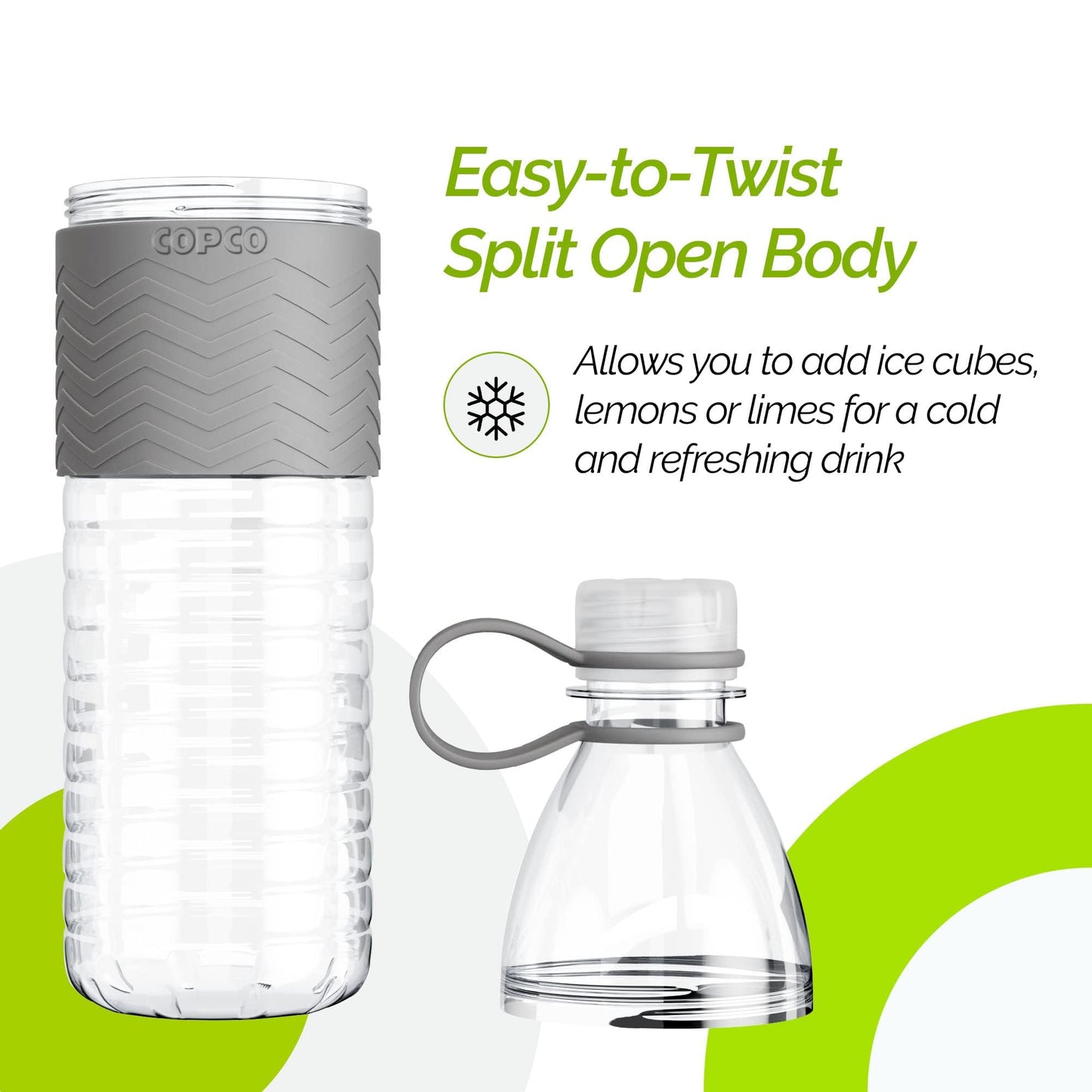 Copco Hydra 20 oz Tritan Water Bottle with Spill Resistant Lid & Non-Slip Sleeve (Set of 2) - BPA-Free, Dishwasher Safe, Fits Cup Holders, Great