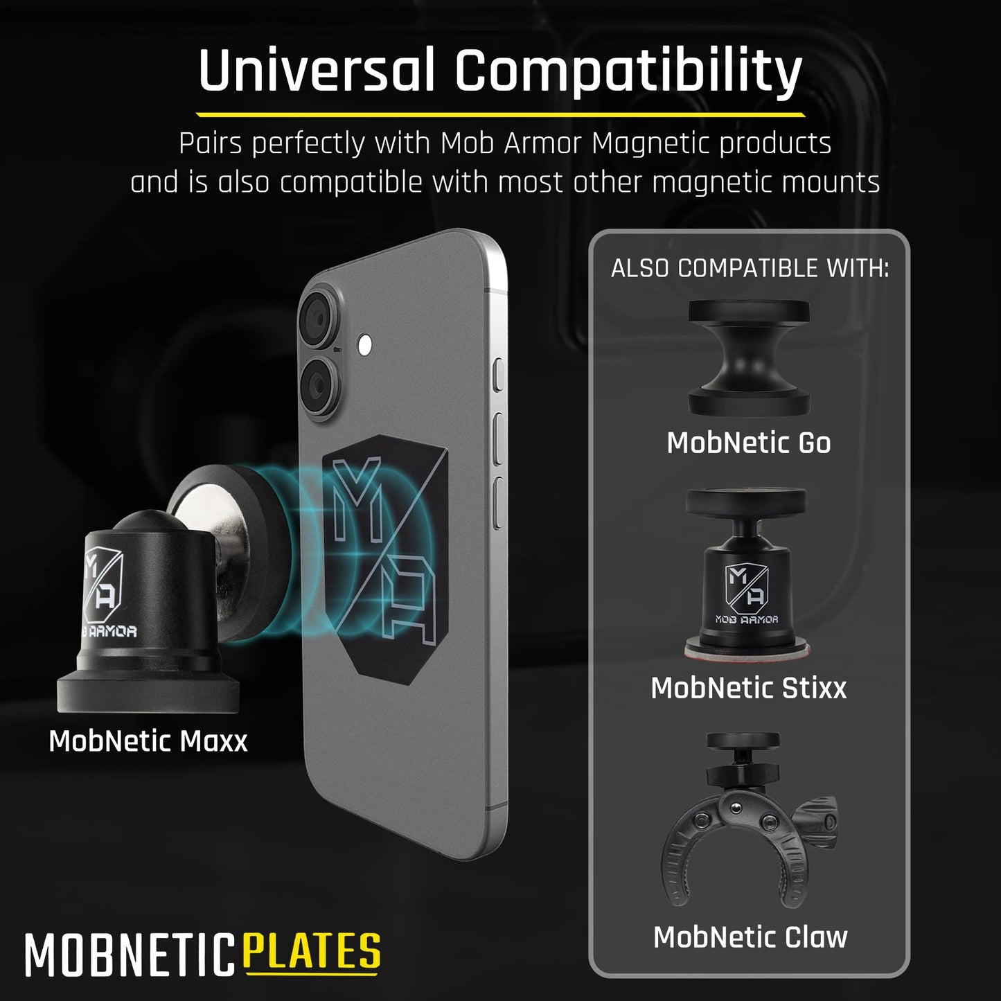Mob Armor MobNetic Plate - Magnetic Phone Mounting Plate - 0.02inch Thick Metal - iPhone & Android Smartphone Compatible - 3M VHB Adhesive Cars…