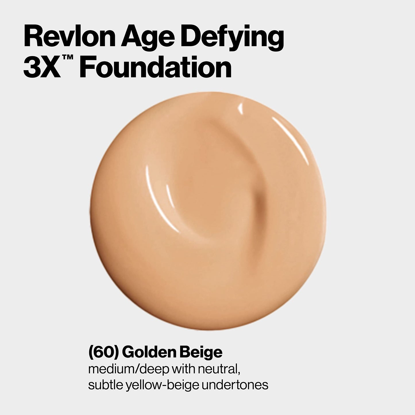 Revlon Age Defying 3X Makeup Foundation, Firming, Lifting and Anti-Aging Medium, Buildable Coverage with Natural Finish SPF 20, 060 Golden Beige, 1 fl