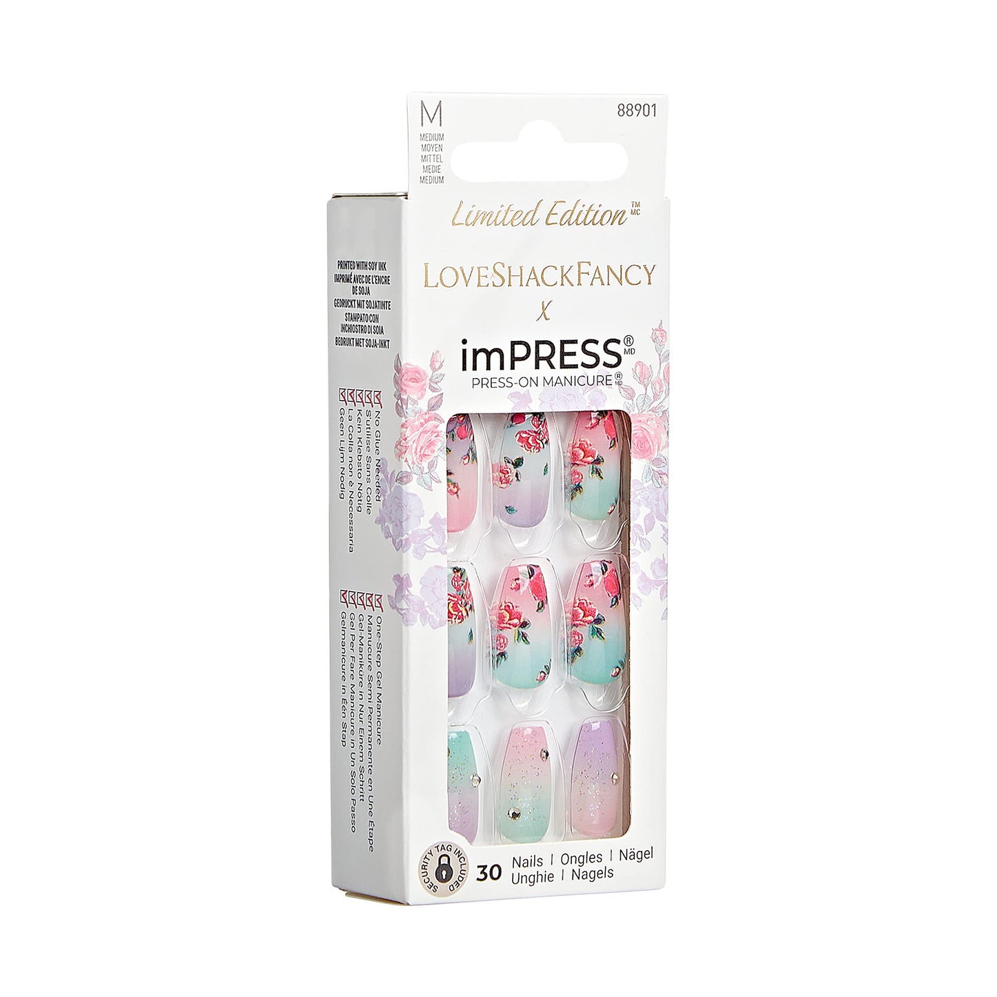 KISS LoveShackFancy x imPRESS Press-On Manicure Limited Edition, Style "Lilac Crush" Medium Coffin Purple Press-On Nails, Includes Prep Pad, Mini Nail Beauty & Personal Care imPRESS
