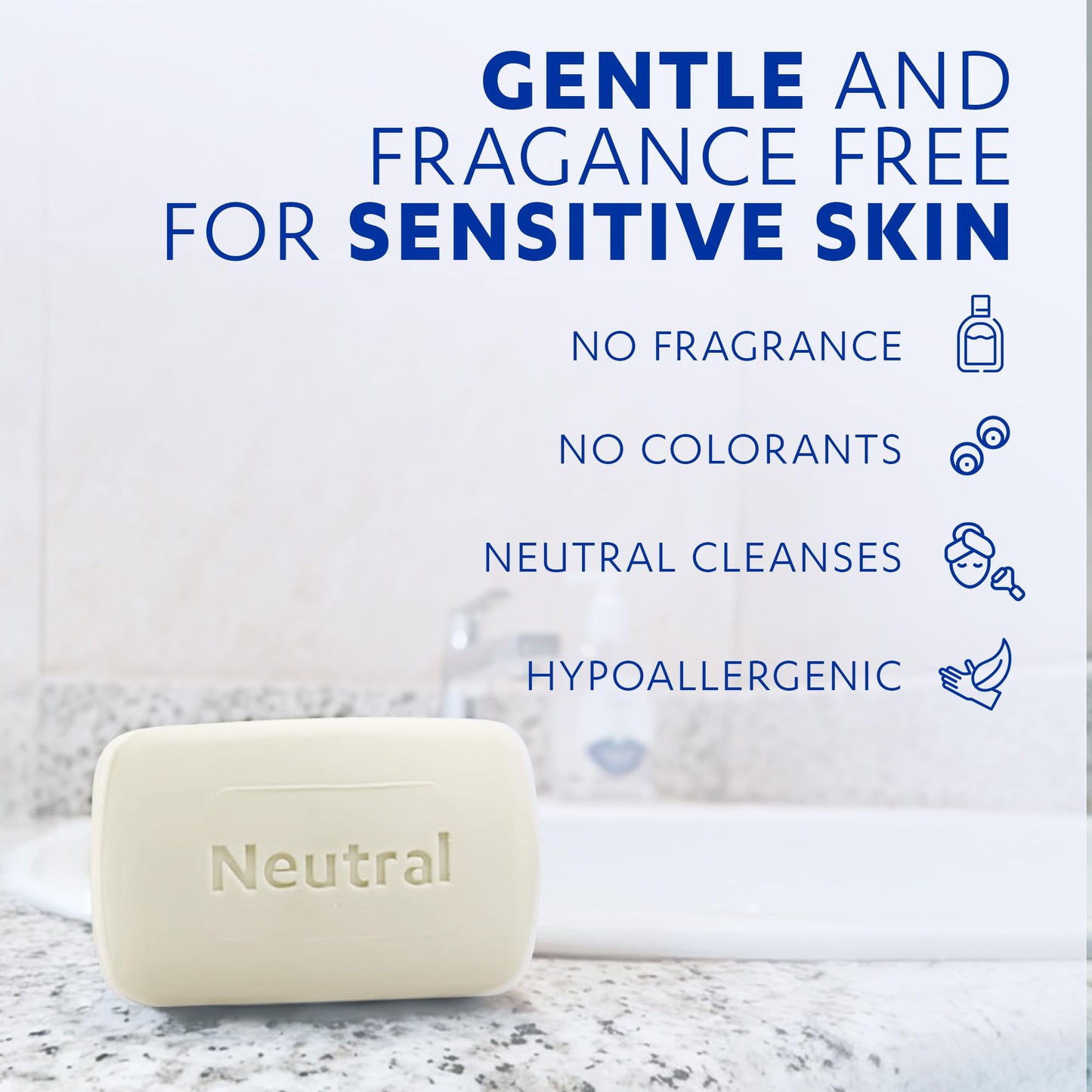 Grisi Neutral Hypoallergenic Bar Soap - Fragrance-Free & Dye-Free for Face & Body - Gentle Moisturizing Wash for Sensitive Skin - pH-Balanced Natural