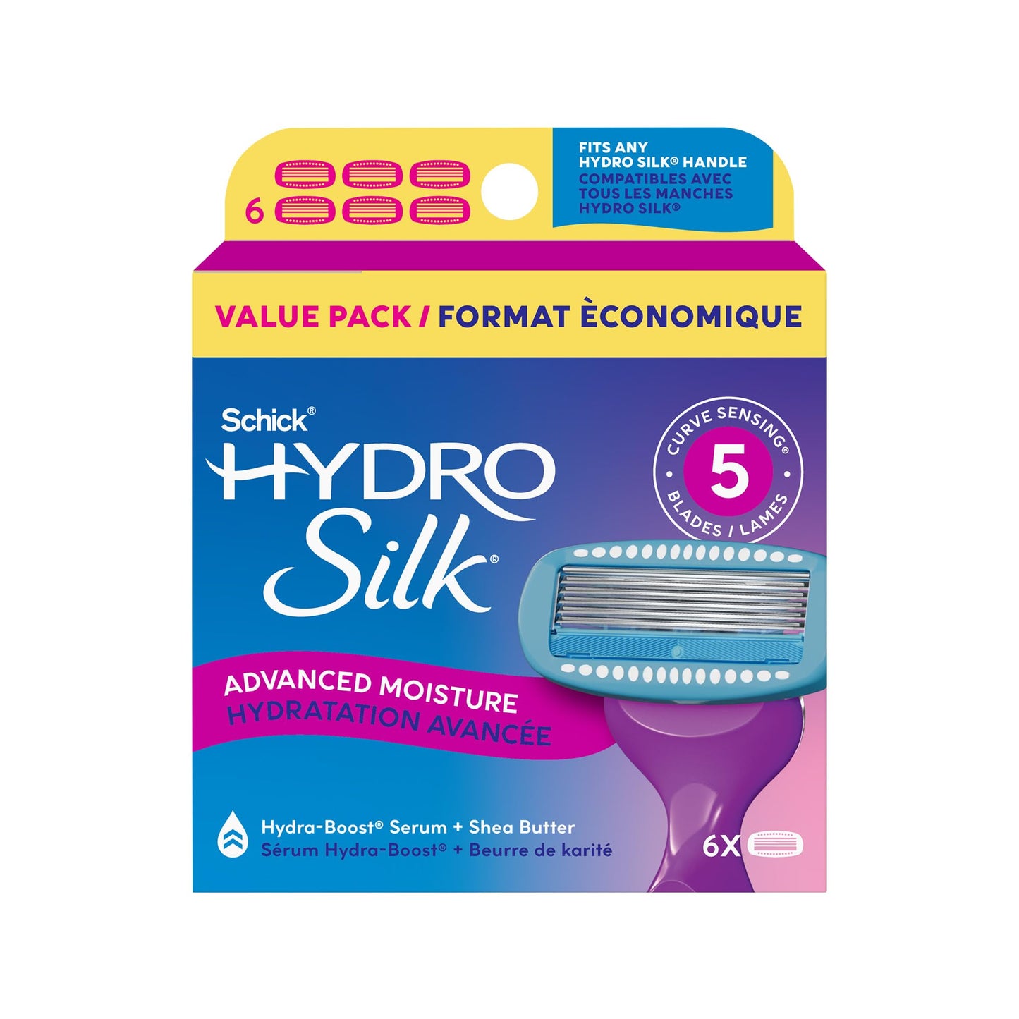 Schick Hydro Silk Moisture Razor Blade Refills, 6 Count | 5-Blade Moisturizing Razors for Women | Womens Moisturizing Razor Refills Beauty and Personal Care Schick Hydro Silk Default Title