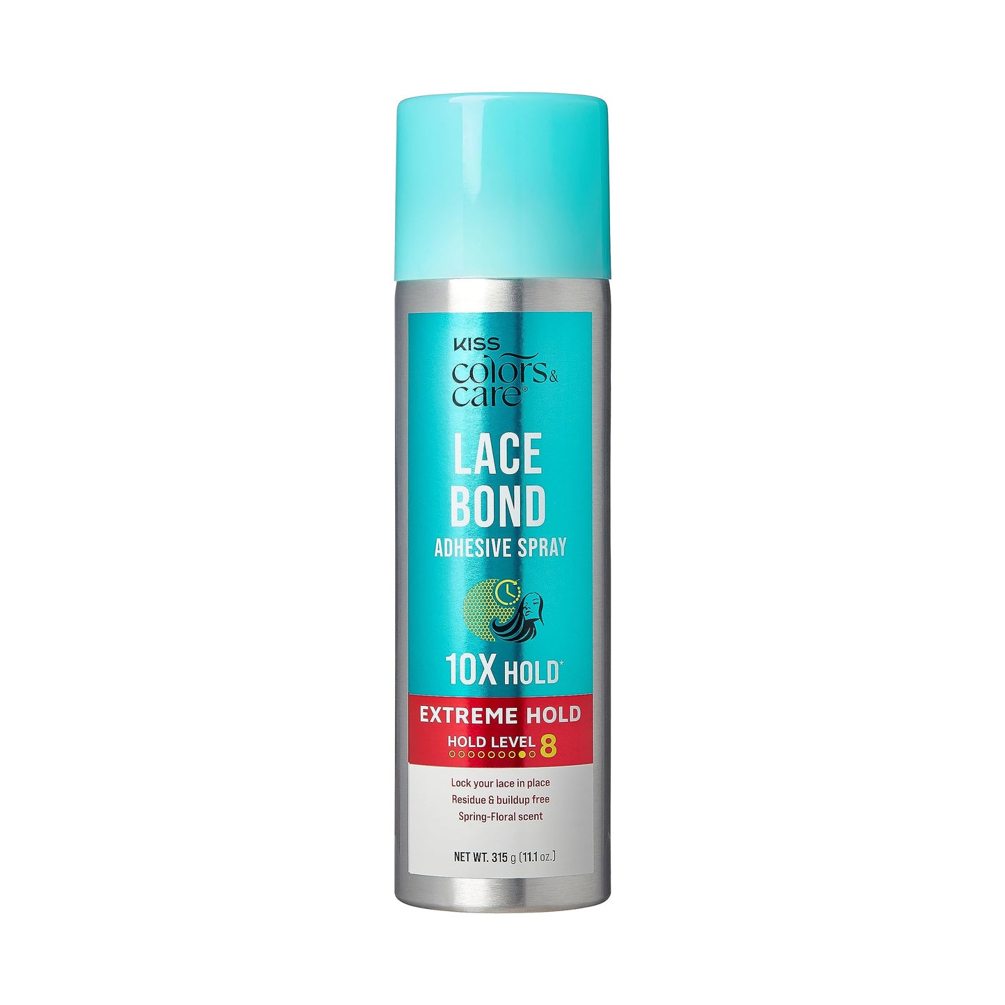KISS Colors & Care Lace Bond Adhesive Spray Extreme Hold 11.1 oz. - Adhesive for Lace Frontals, Sweat Proof, Water-Resistant, Fast Drying, Efficient
