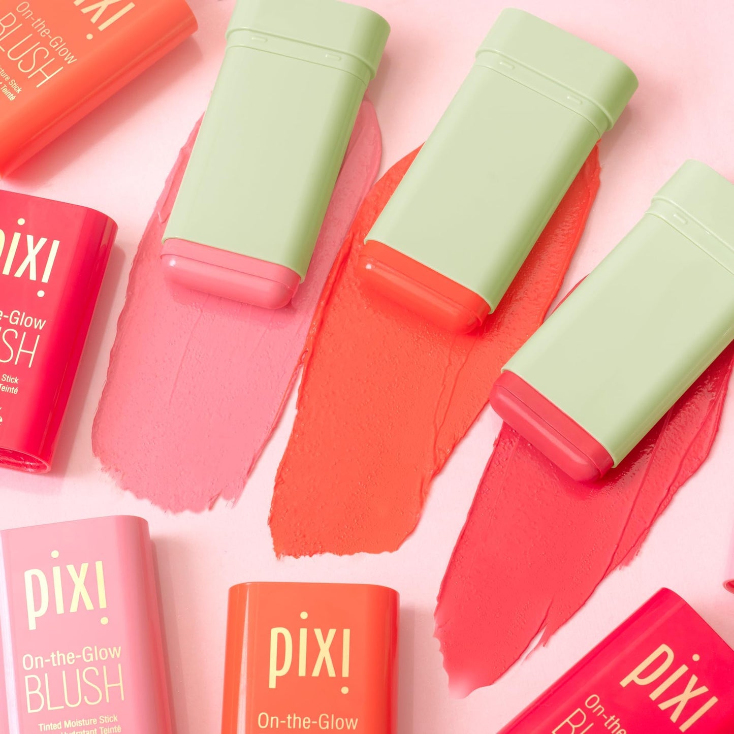 Pixi On-the-Glow Blush Stick in Ruby, Hydrating Tinted Moisture Stick for Cheeks and Lips with Ginseng, Aloe Vera and Fruit Extracts, Twist-Up Design