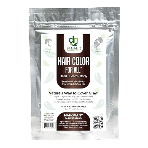 Mahogany Darkest Brown Henna Hair Color For All Kit | 100% All Natural Hair Dye & Beard Dye Powder Kit Organic, Herbal & Vegan Chemical & Cruelty Free