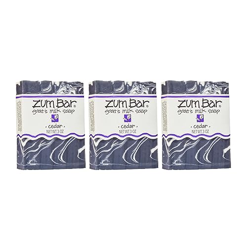 Zum Indigo Wild Goat's Milk Soap Bar - Bar Soap for Hands & Body Made with Essential Oils - 3 oz - Cedar (3 Pack)