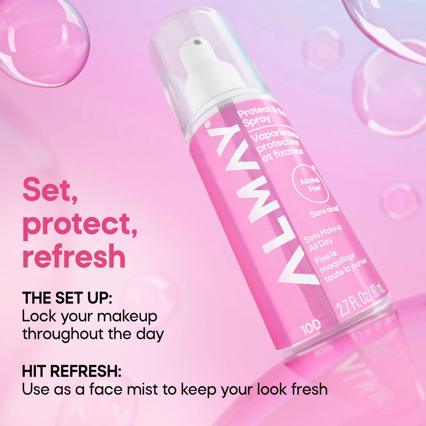 Almay Protect & Set Spray, Hydrating Makeup Setting Spray, Vegan Face Mist, 100, 2.7 fl oz