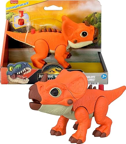 Fisher-Price Imaginext Jurassic World Dinosaur Action Figure with Kid-Activated Motion & Growing Spikes, 7.75-inch Aquilops Dino Toy