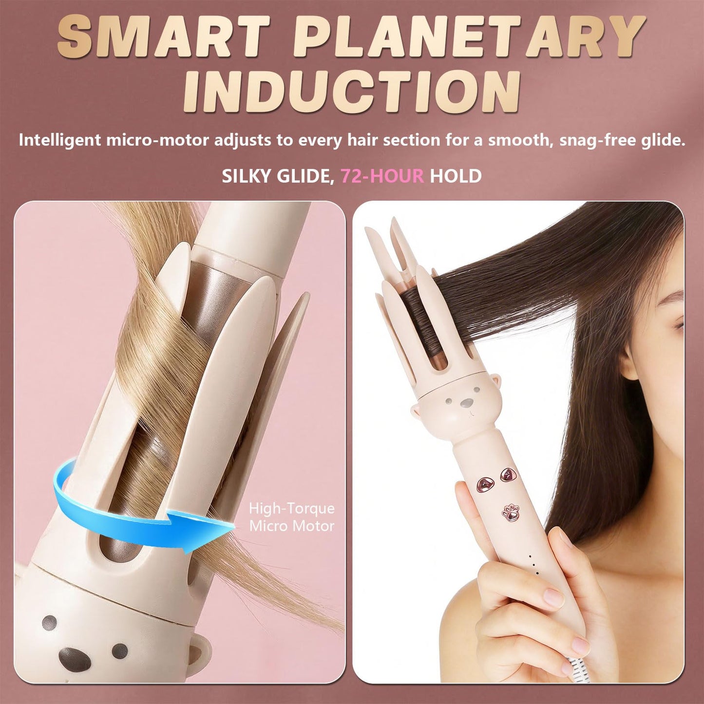 PretiHom Automatic Rotating Curling Iron - 1.1 Inch (28mm) Curling Wand for Beach Waves, Anti-Scald, Anti-Tangle, Ceramic Coating, Dual Voltage, Hair Beauty and Personal Care O-CONN