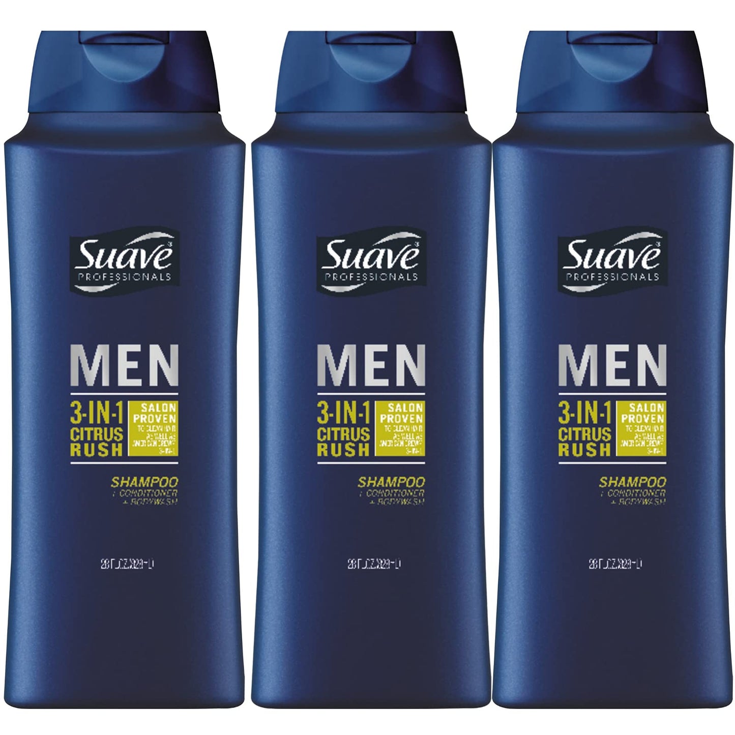 Suave Men 3 in 1 Shampoo Conditioner and Body Wash Citrus Rush 28 oz (Pack of 3)