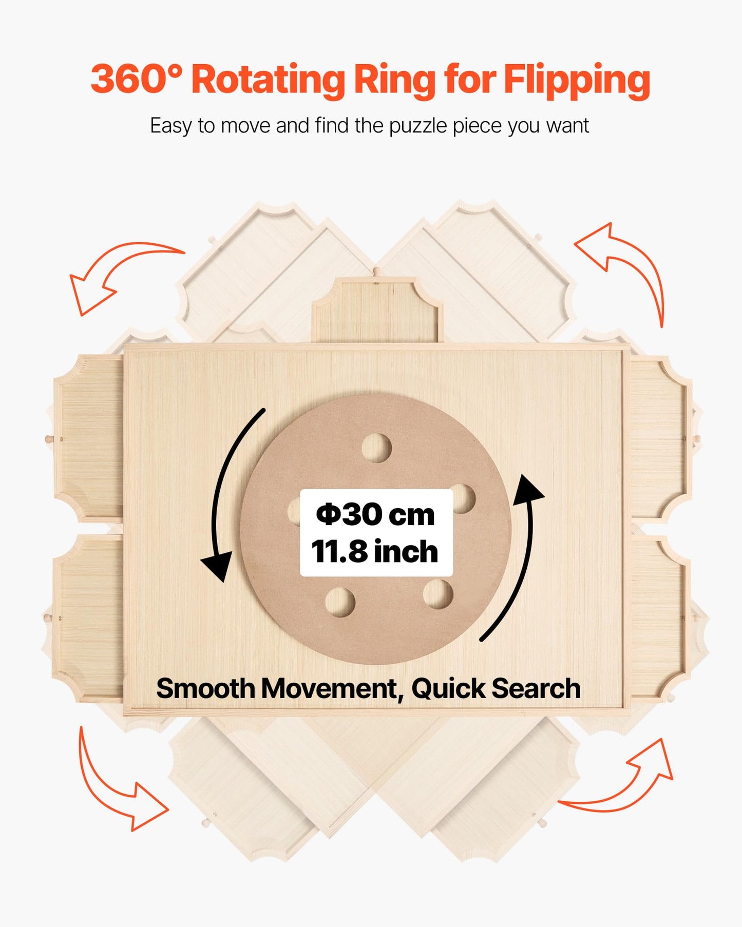 VEVOR 1000 Piece Rotating Puzzle Board – 29x21" Wooden Table with 5 Drawers & Cover, Portable Jigsaw Organizer & Storage Gift for Adults