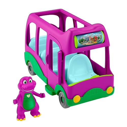 Barney World Preschool Toy Adventure Bus Push-Along Vehicle Figure for Pretend Play Kids Ages 3+ Years